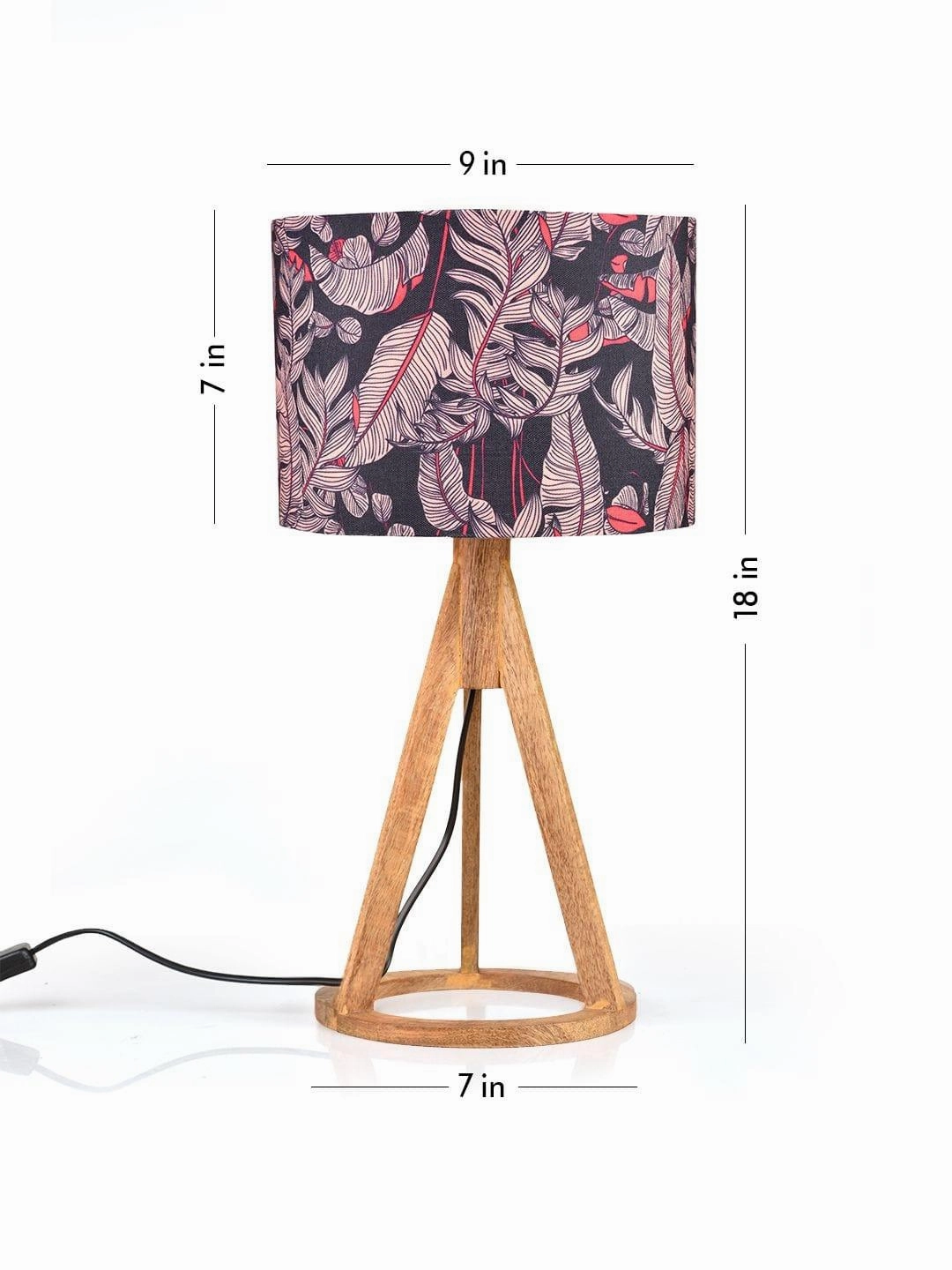 Blue Leaves Trio Wooden Lamp