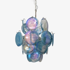 Blue Murano Disc Glass Chandelier minimalist reading light