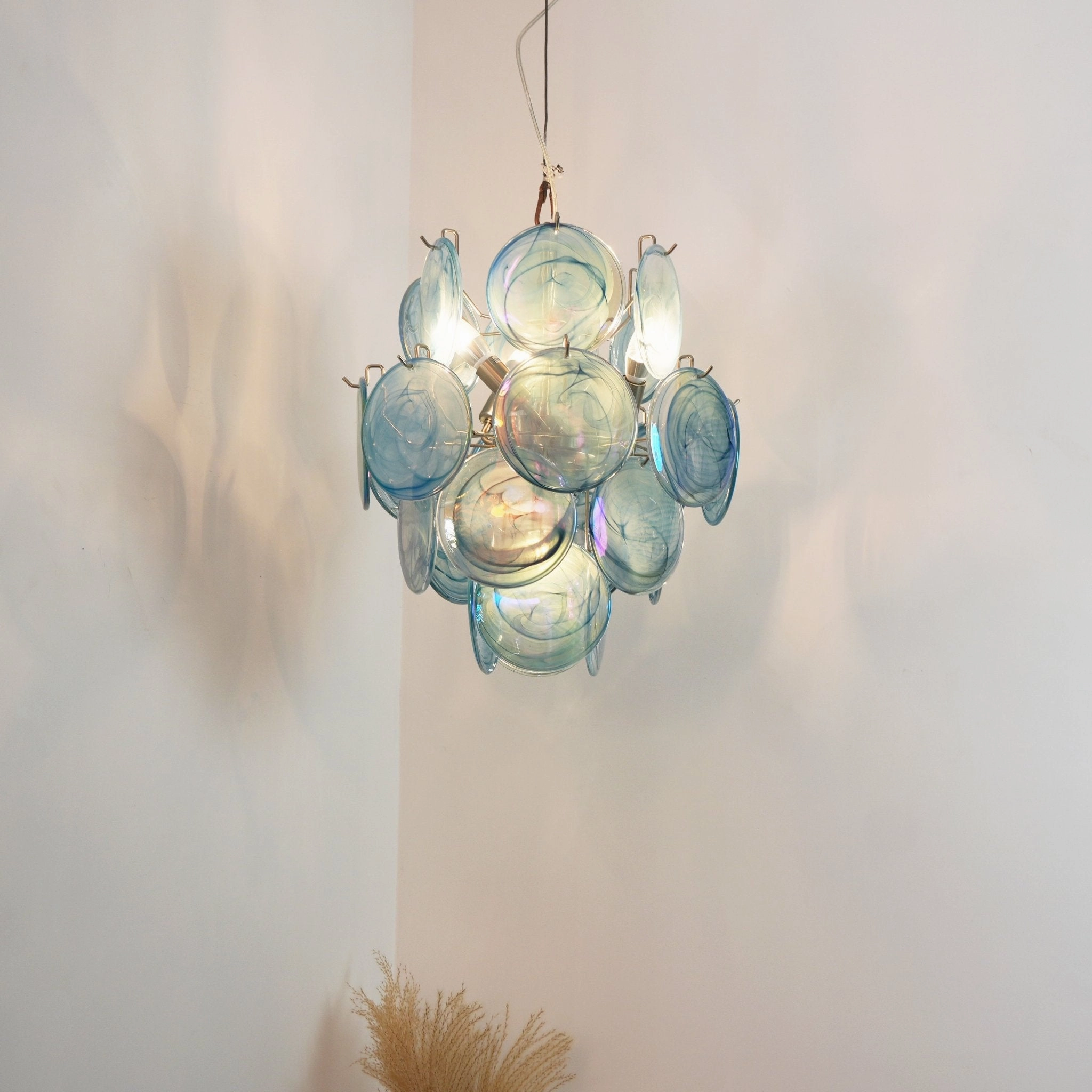 Blue Murano Disc Glass Chandelier