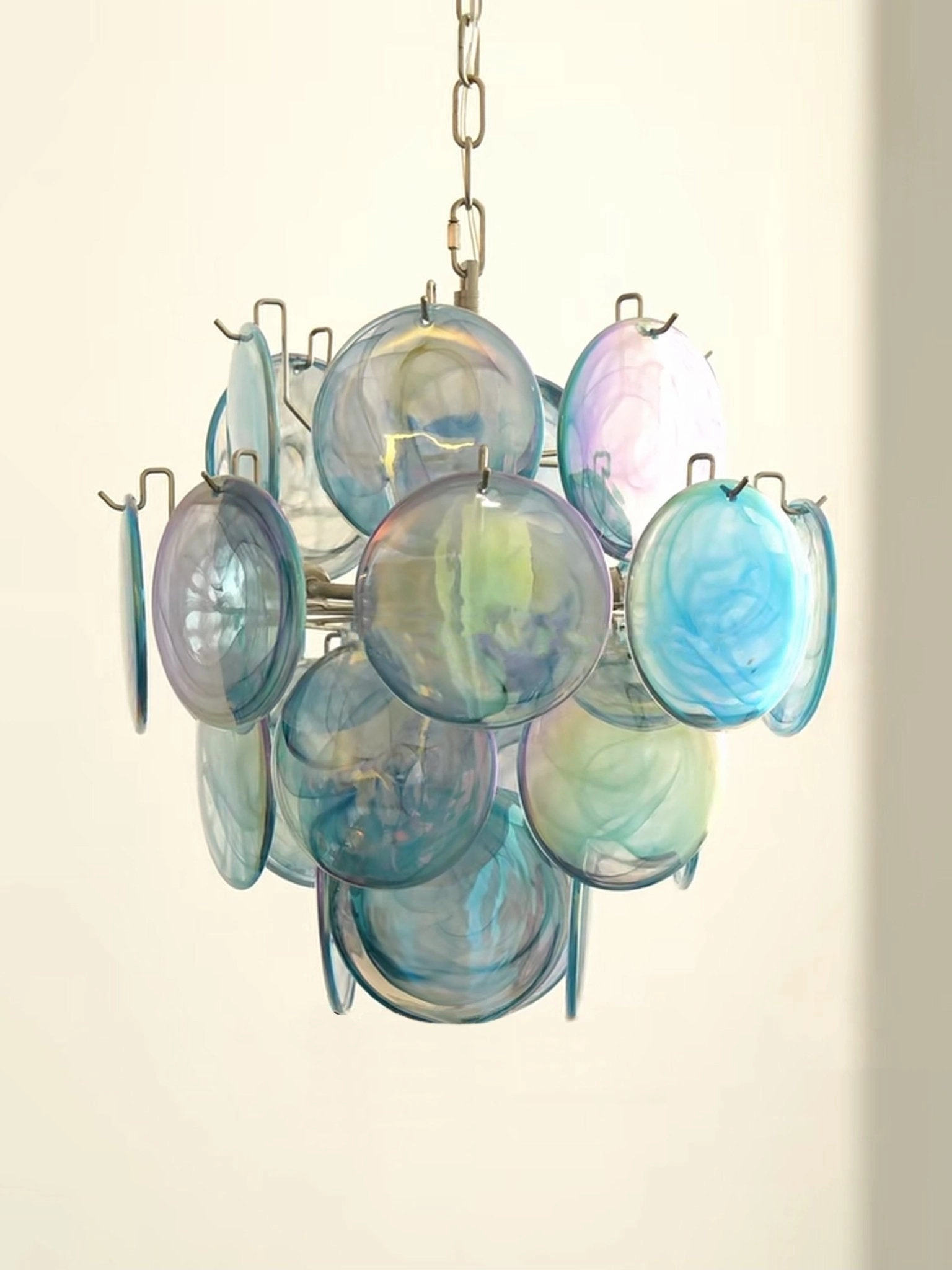 Blue Murano Disc Glass Chandelier