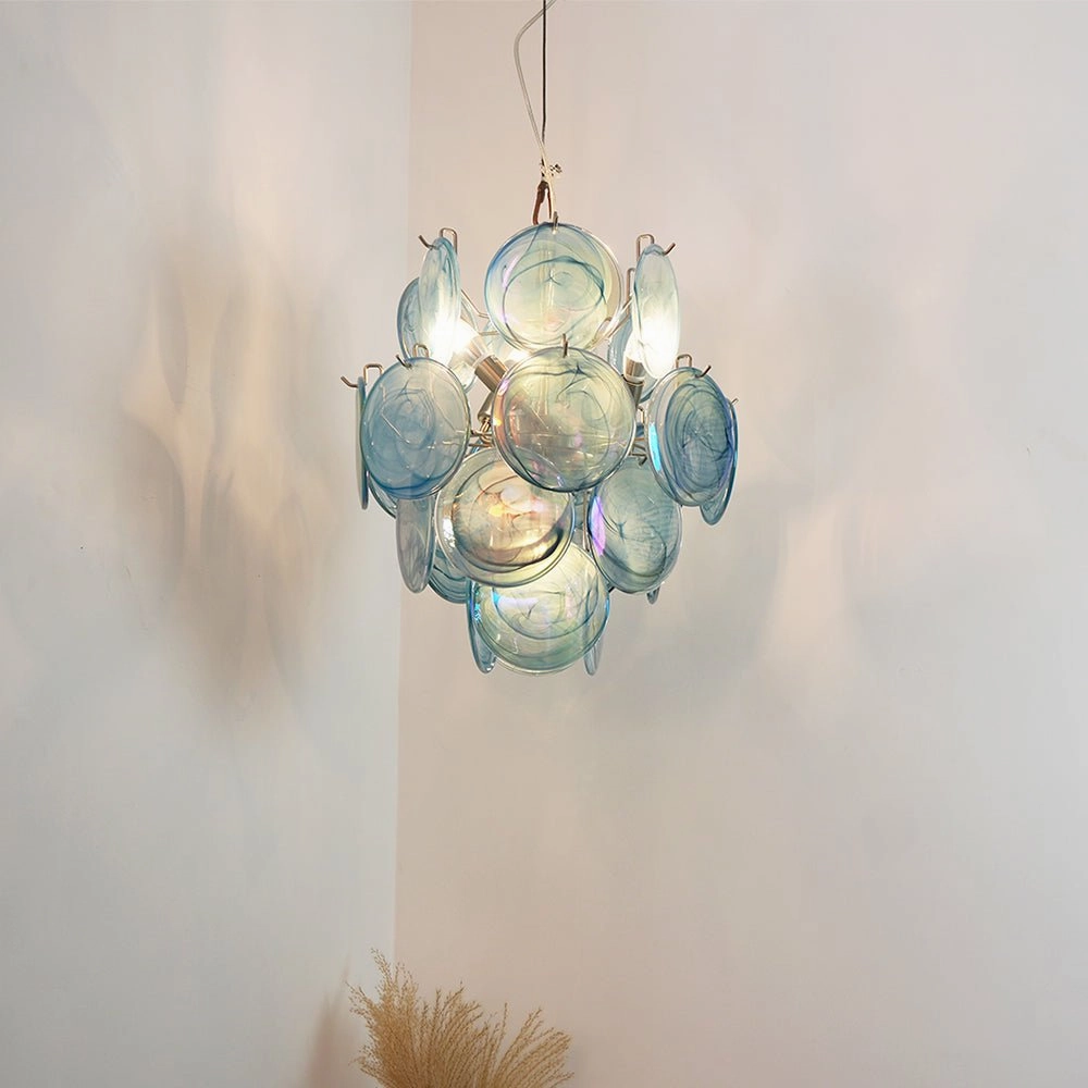 Blue Murano Disc Glass Chandelier