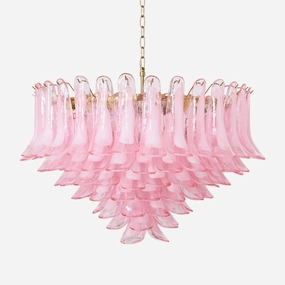Blush Pink Glass Murano Chandelier minimalist reading light