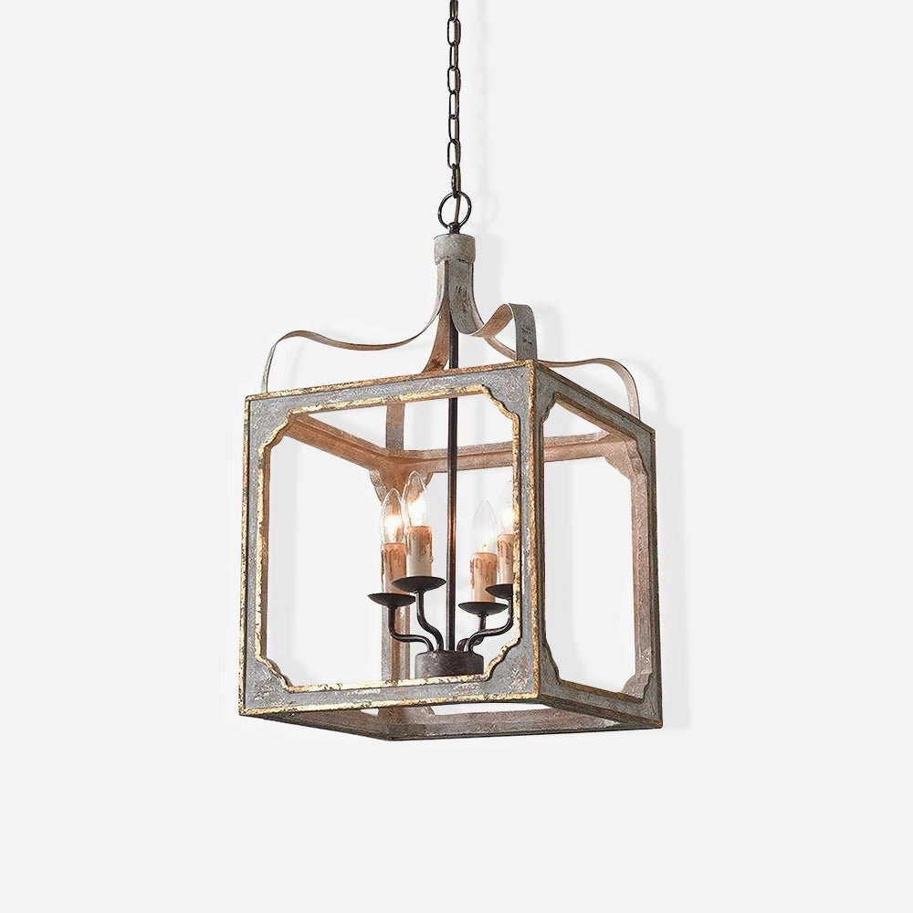 Boho Rustic Cube Chandelier minimalist reading light