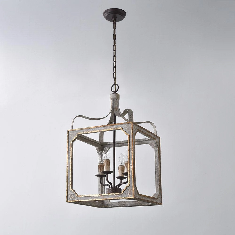 Boho Rustic Cube Chandelier