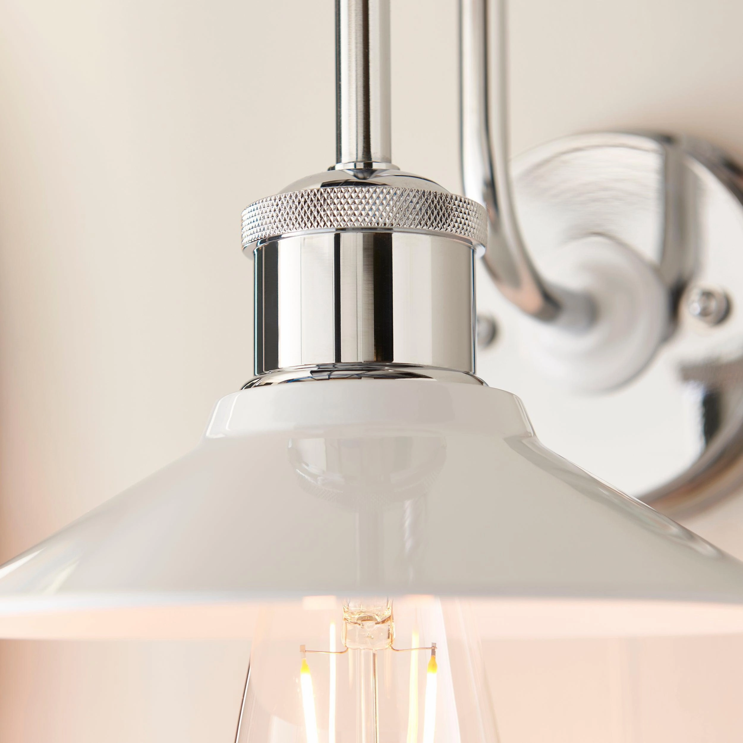 Boscombe Chrome Fisherman Bathroom Wall Light - Pull Cord
