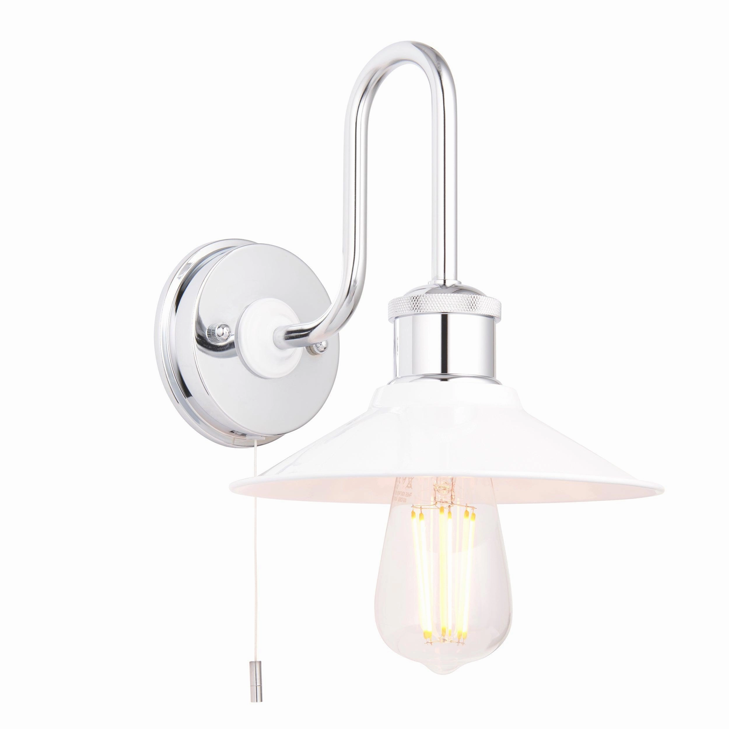 Boscombe Chrome Fisherman Bathroom Wall Light - Pull Cord vintage desk lamp