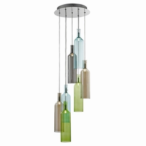 Bottles 7 Light Multi-Coloured Glass Bottles Pendant white ceiling lamp