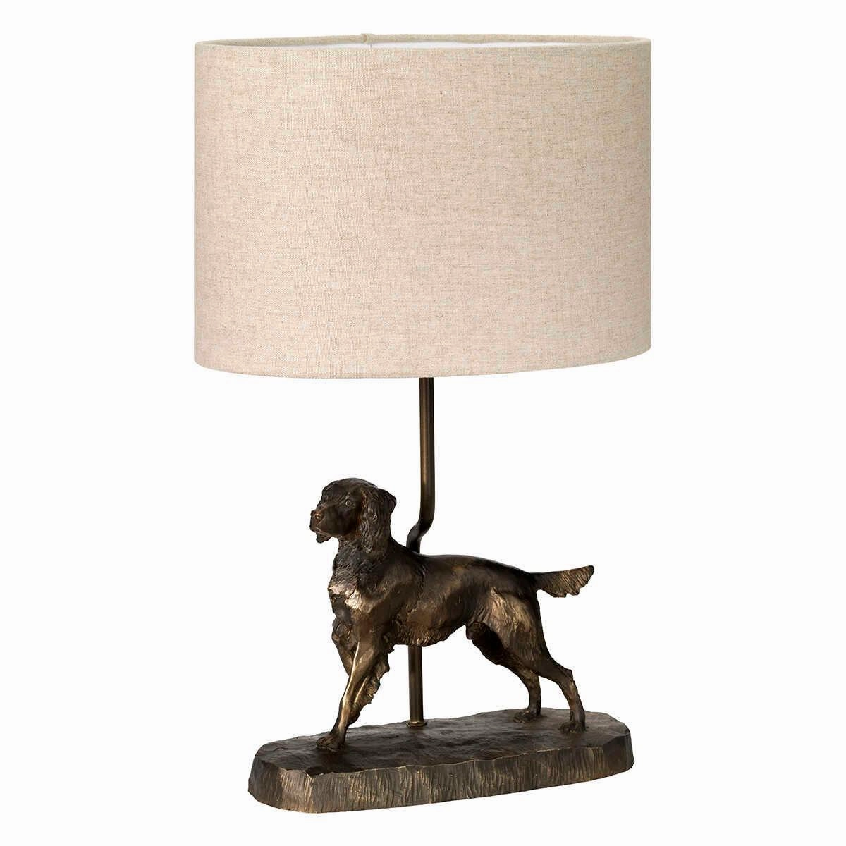 Box Rufus 1 Light Bronze Table lamp With Natural Oval Shade