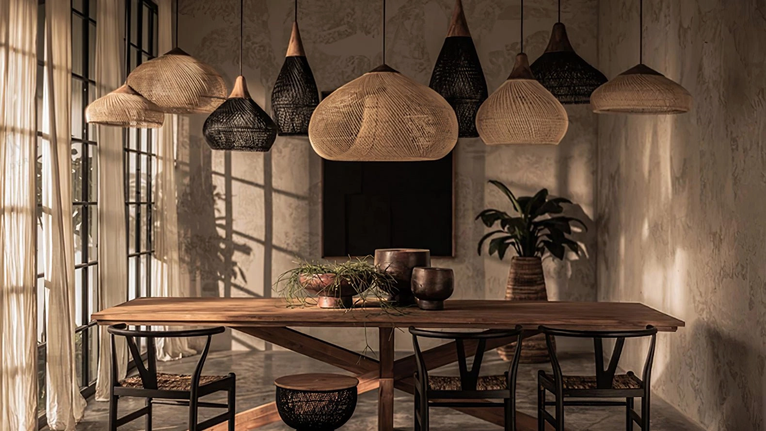 Braided Rattan Pendant Lamp