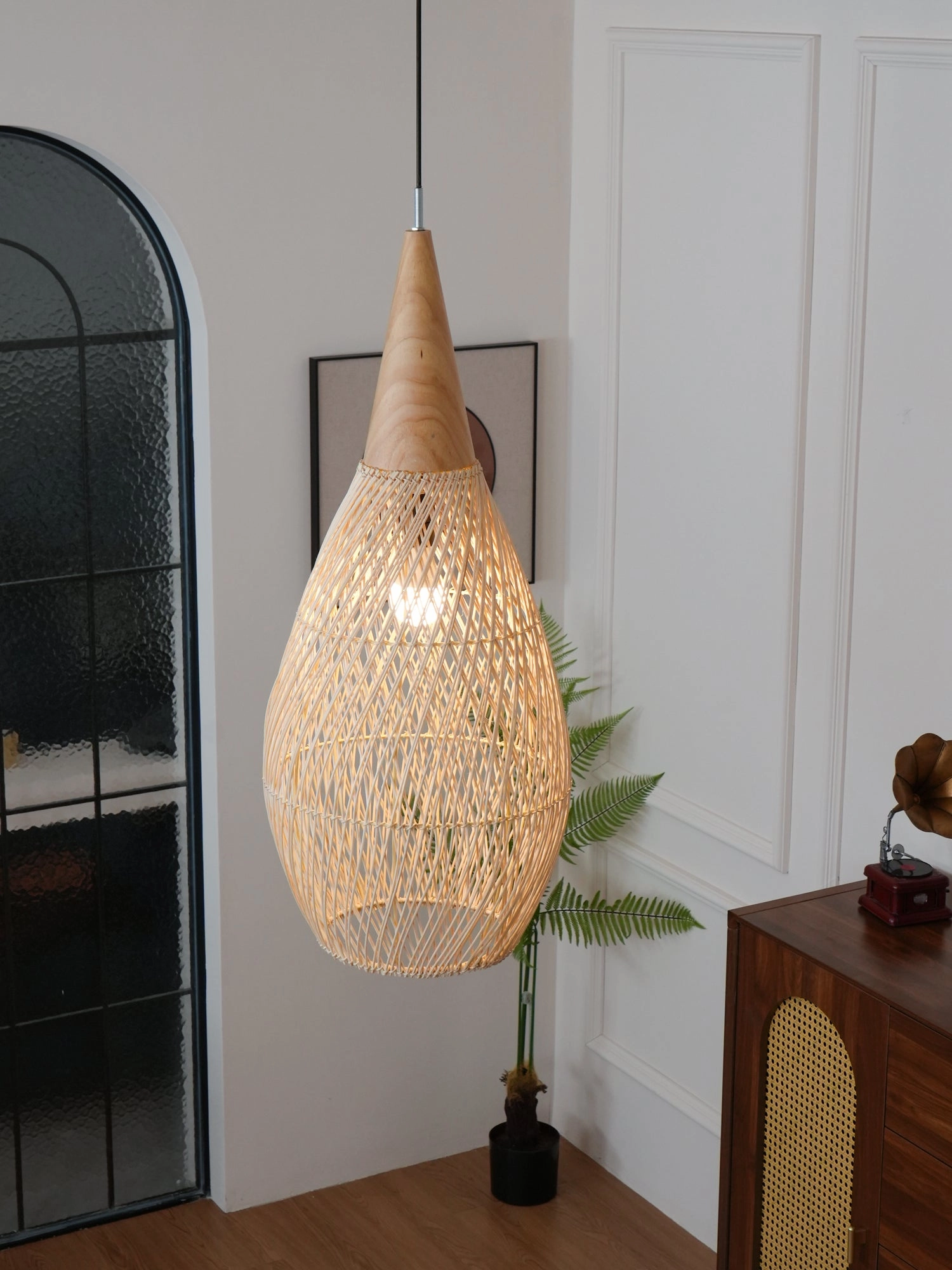 Braided Rattan Swag Pendant Lamp