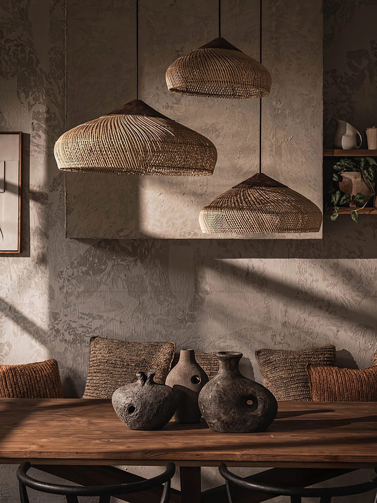 Braided Rattan Swag Pendant Lamp