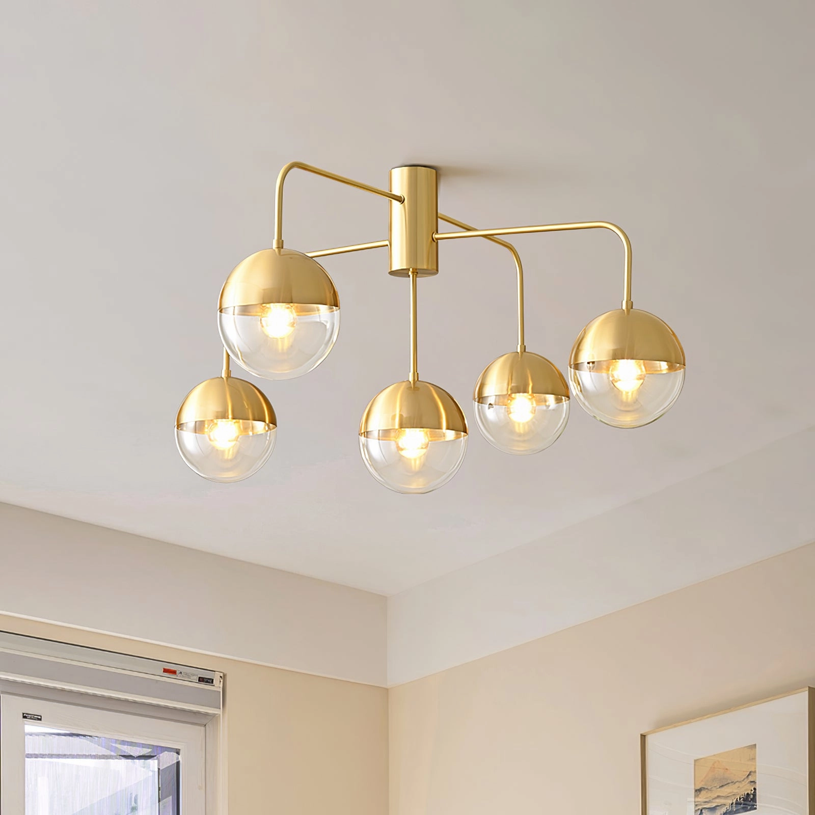 Brass Globulars Ceiling Lamp