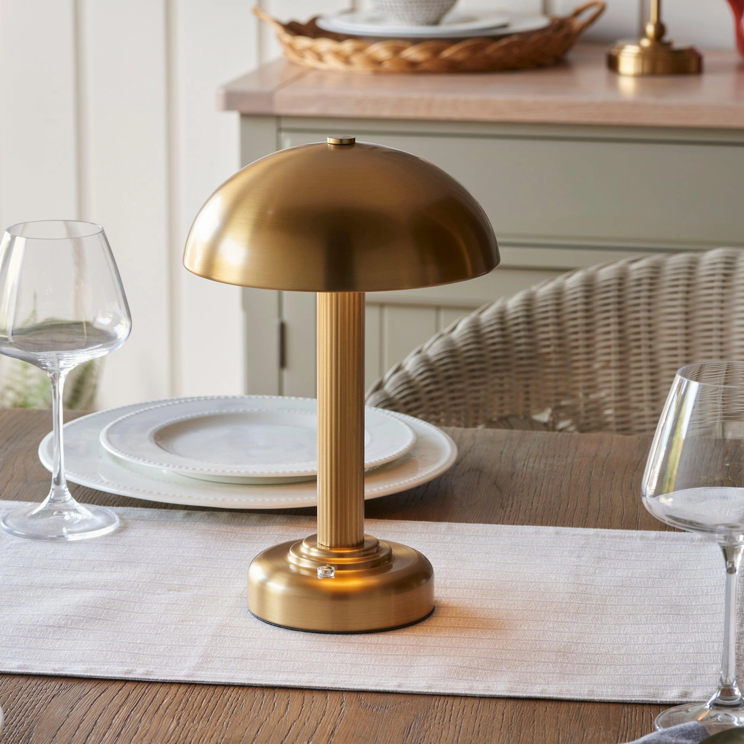 Bridport Rechargeable Cordless LED Brass Table Lamp With Touch Dimmer