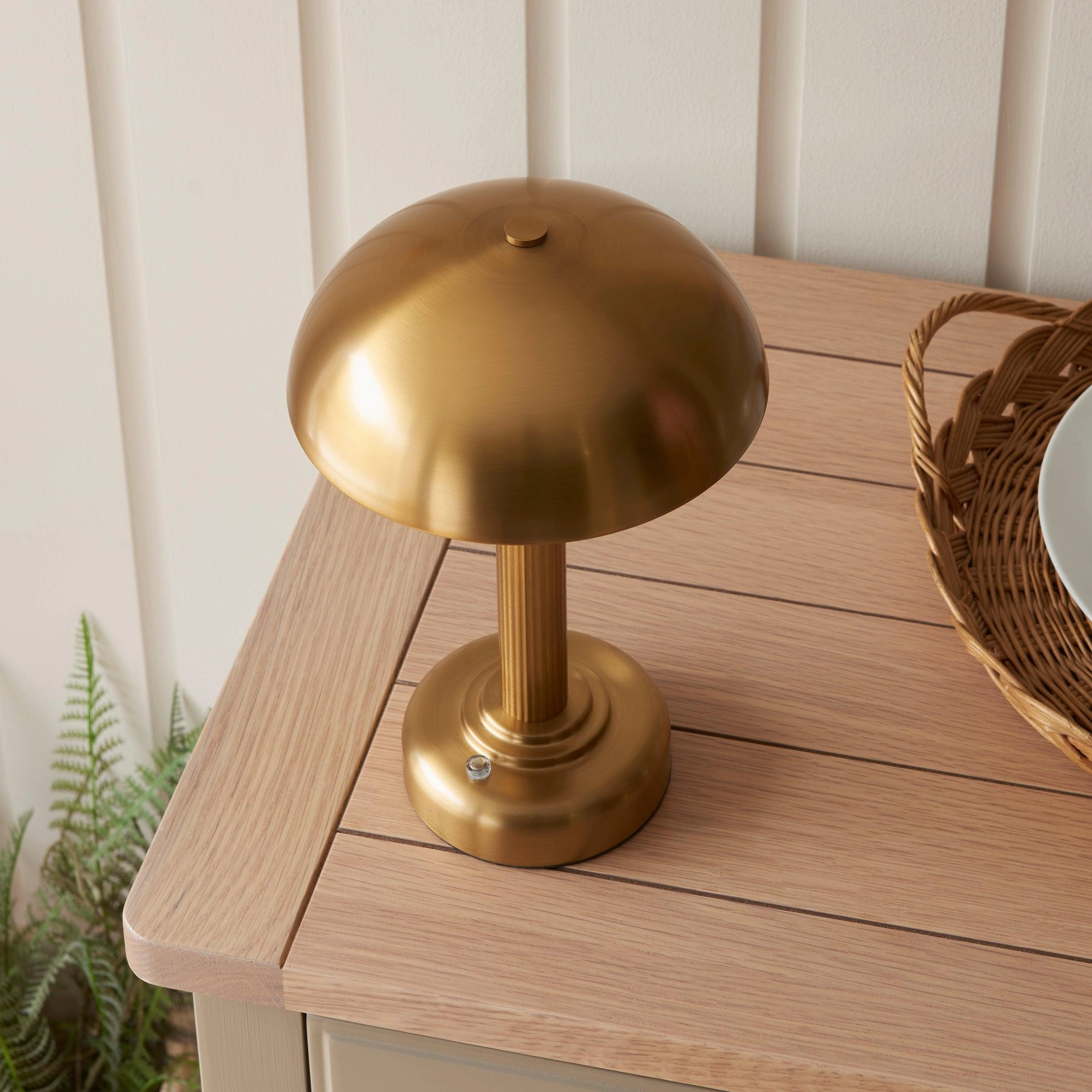 Bridport Rechargeable Cordless LED Brass Table Lamp With Touch Dimmer