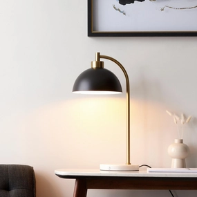 Buchanan Black & Brass Task Table Lamp with Marble Base energy-saving LED light