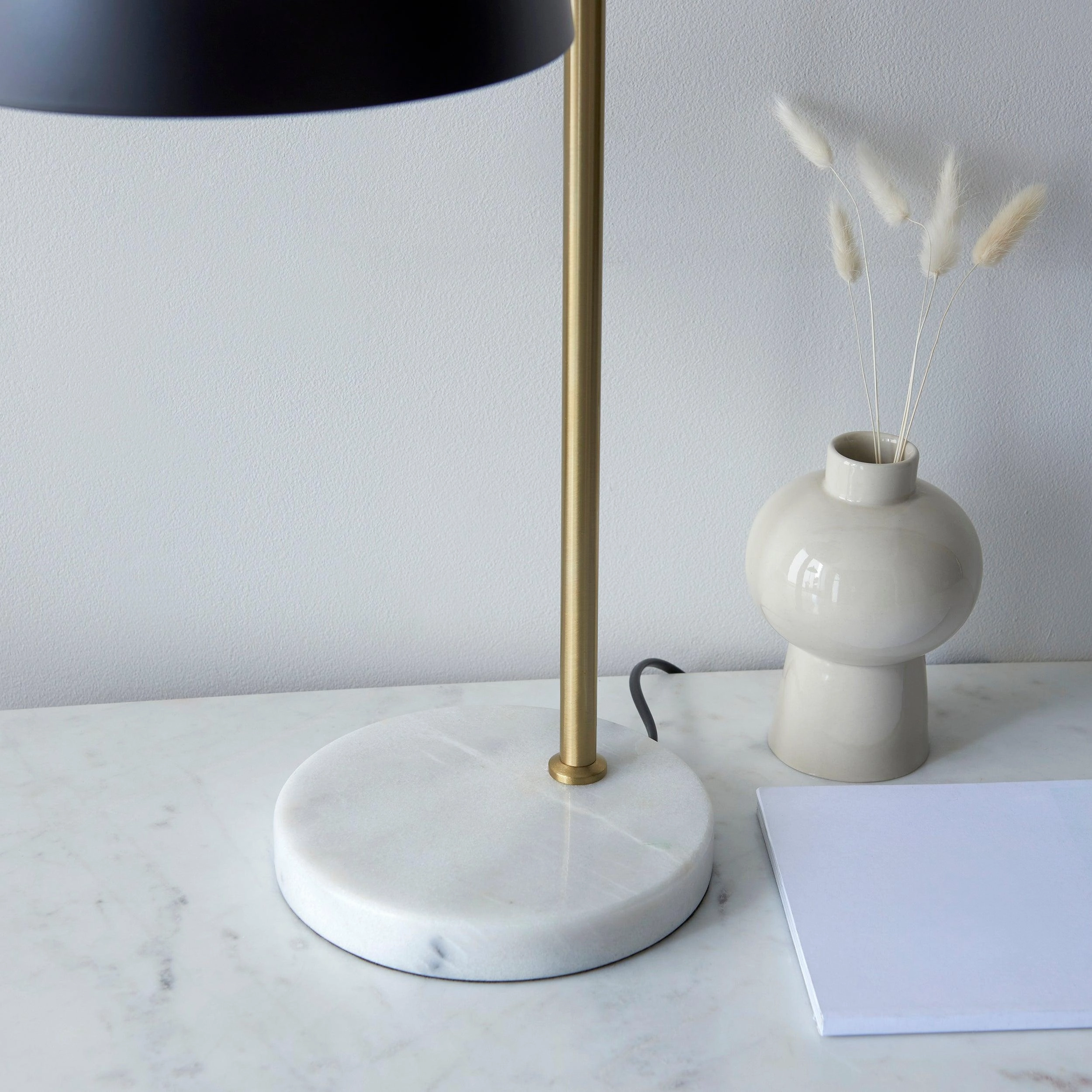 Buchanan Black & Brass Task Table Lamp with Marble Base - Open Box