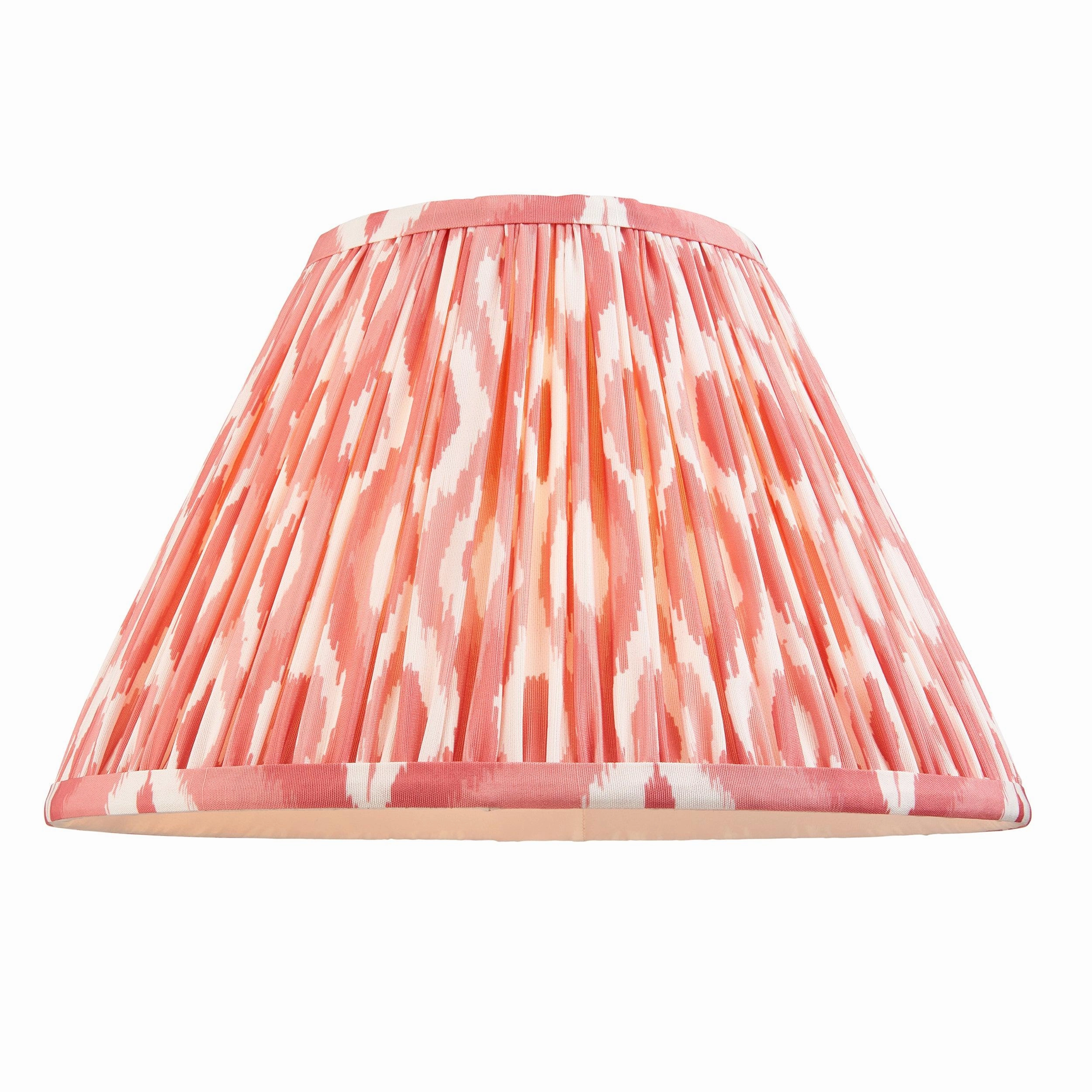 Burley Rechargeable Brass Floor Lamp & Ikat 30cm Coral Pink Shade