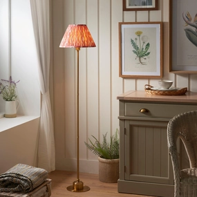Burley Rechargeable Brass Floor Lamp & Ikat 30cm Coral Pink Shade ceramic table lamp