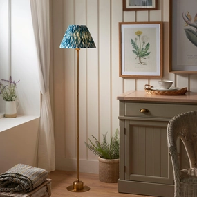 Burley Rechargeable Brass Floor Lamp & Ikat 30cm Marlin Blue Shade ceramic table lamp