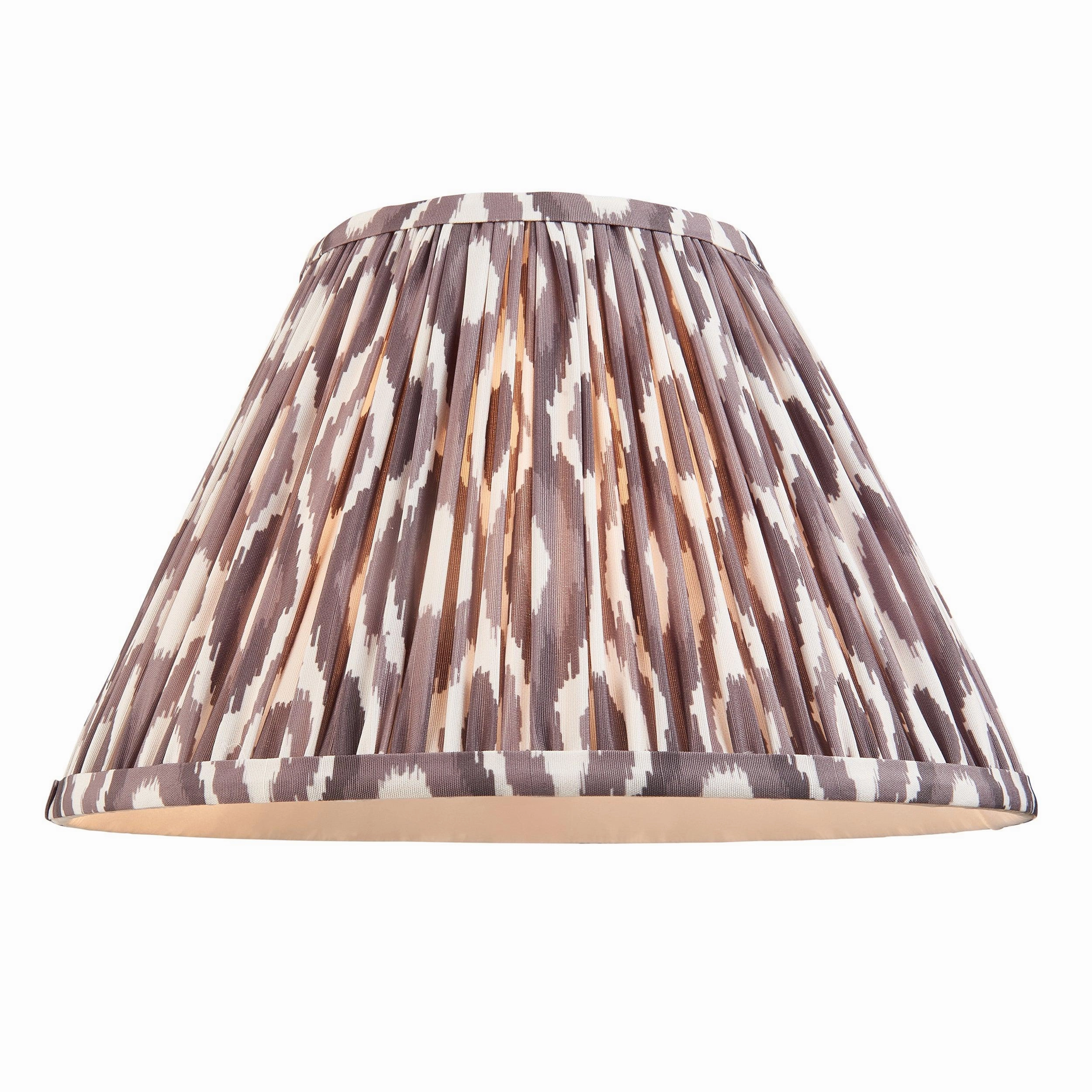 Burley Rechargeable Brass Floor Lamp & Ikat 30cm Pearl Grey Shade