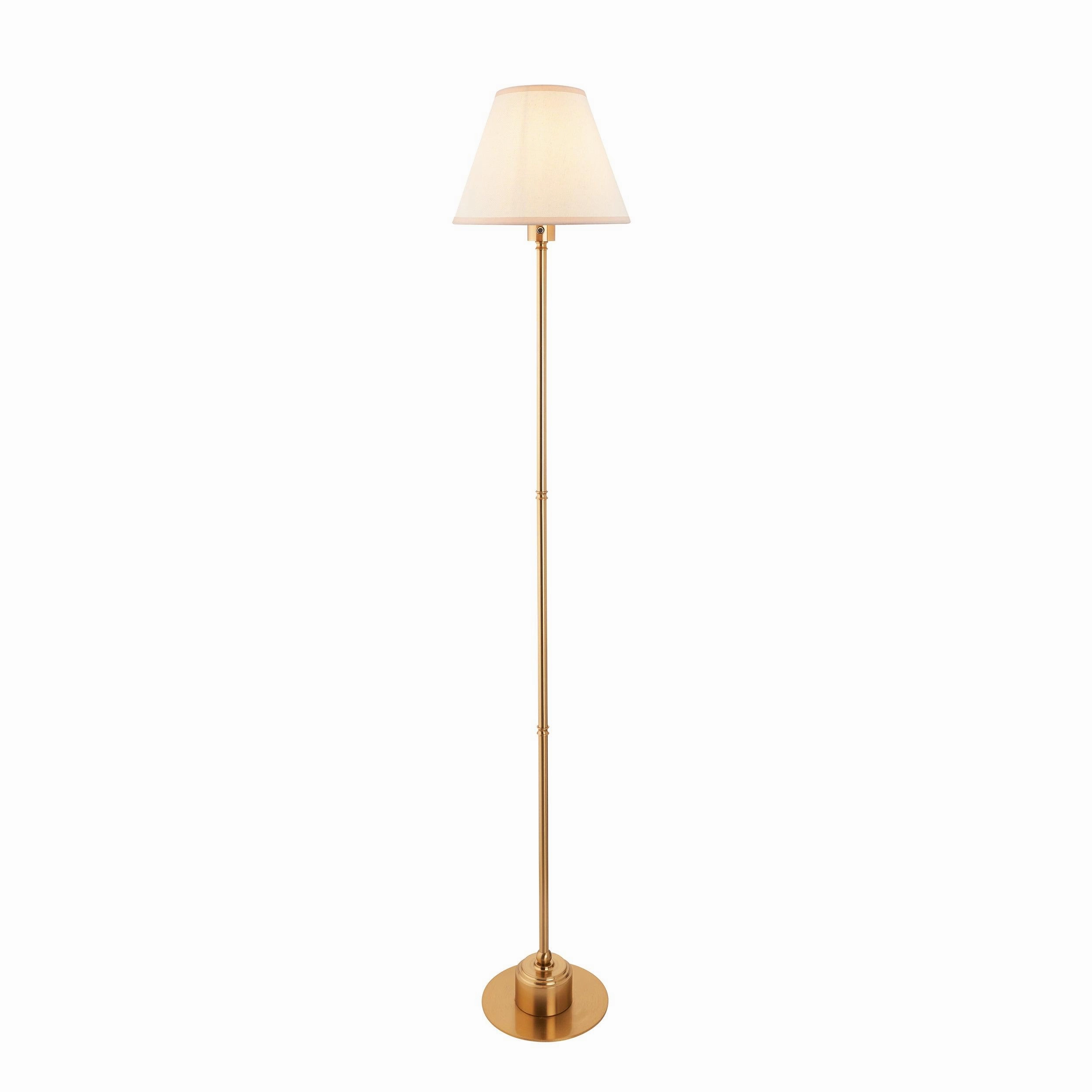 Burley Rechargeable Brass Floor Lamp & Ivy 25cm Vintage White Shade