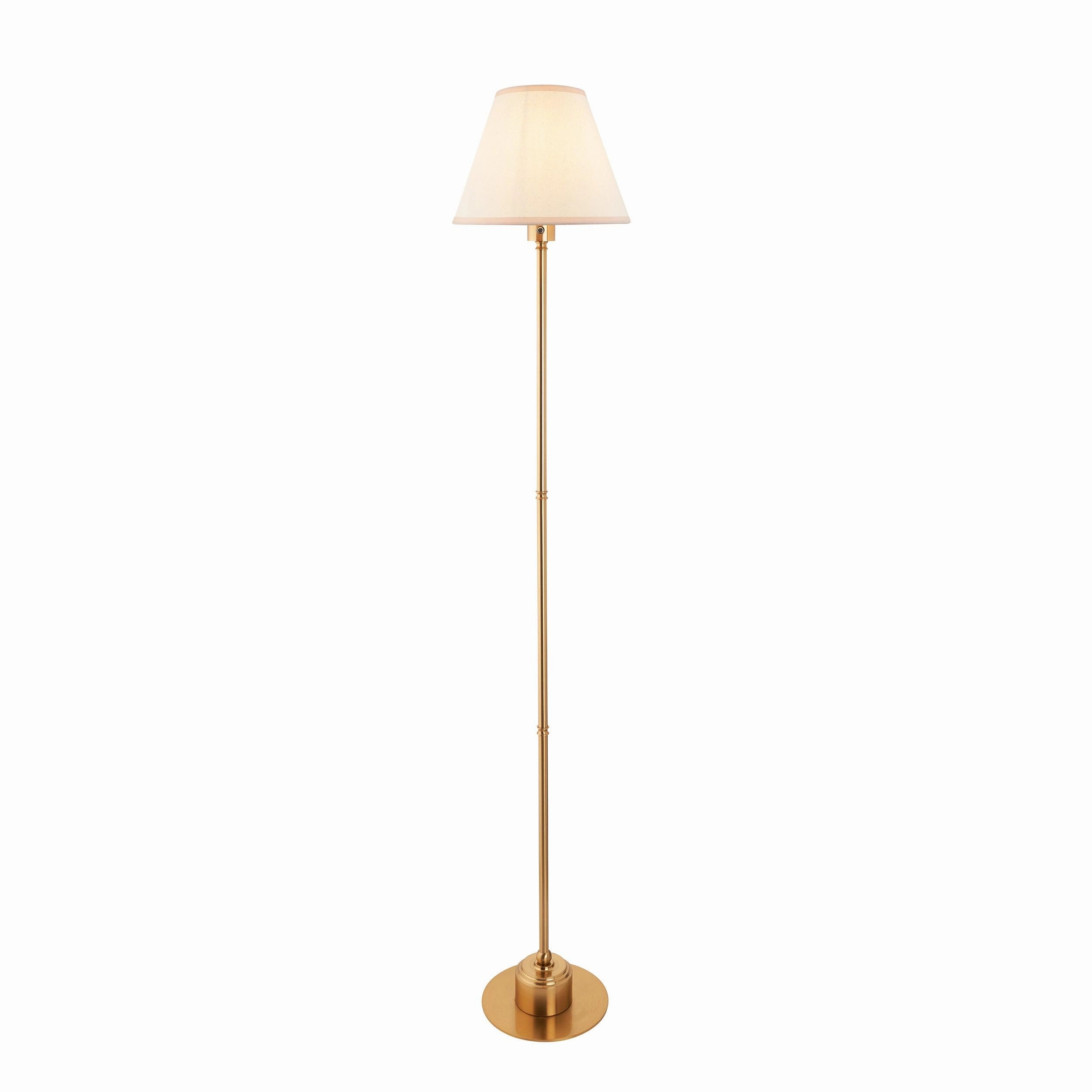 Burley Rechargeable Brass Floor Lamp & Ivy 25cm Vintage White Shade
