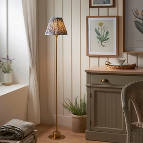 Burley Rechargeable Brass Floor Lamp & Leaf 25cm Pearl Grey Shade ceramic table lamp