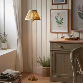 Burley Rechargeable Brass Floor Lamp & Leaf 30cm Herb Garden Green Shade ceramic table lamp