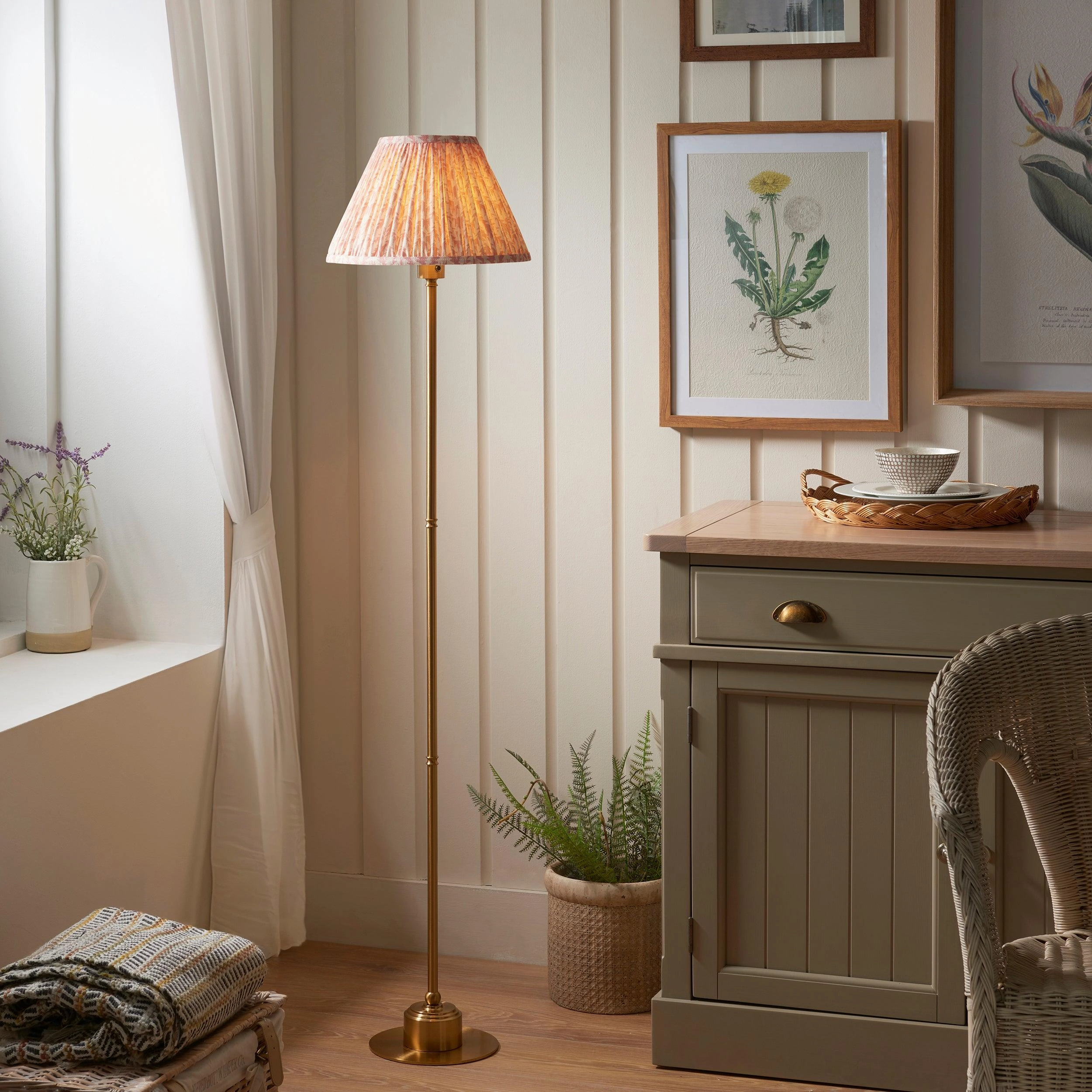 Burley Rechargeable Brass Floor Lamp & Leaf 30cm Peachy Keen Shade ceramic table lamp