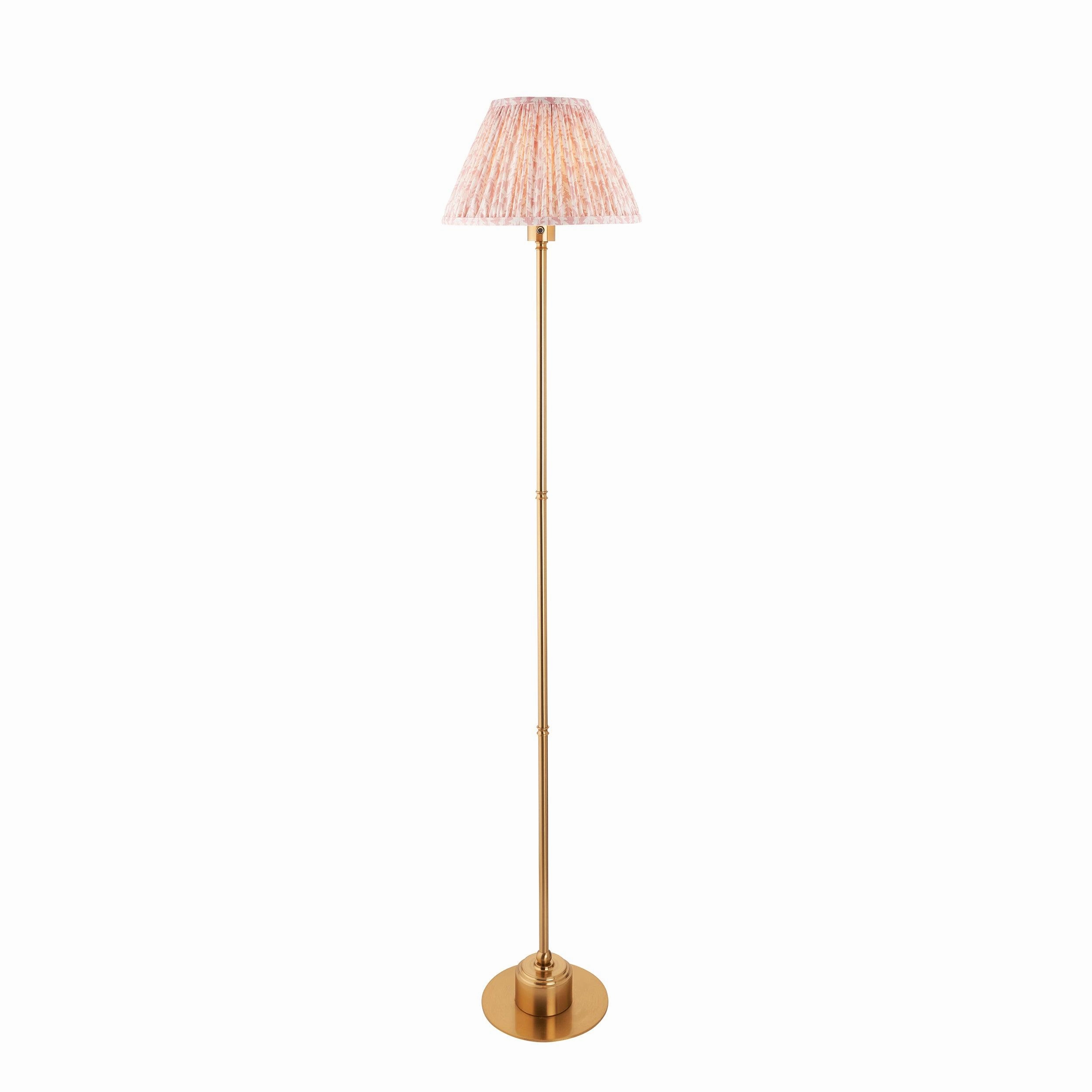 Burley Rechargeable Brass Floor Lamp & Leaf 30cm Peachy Keen Shade