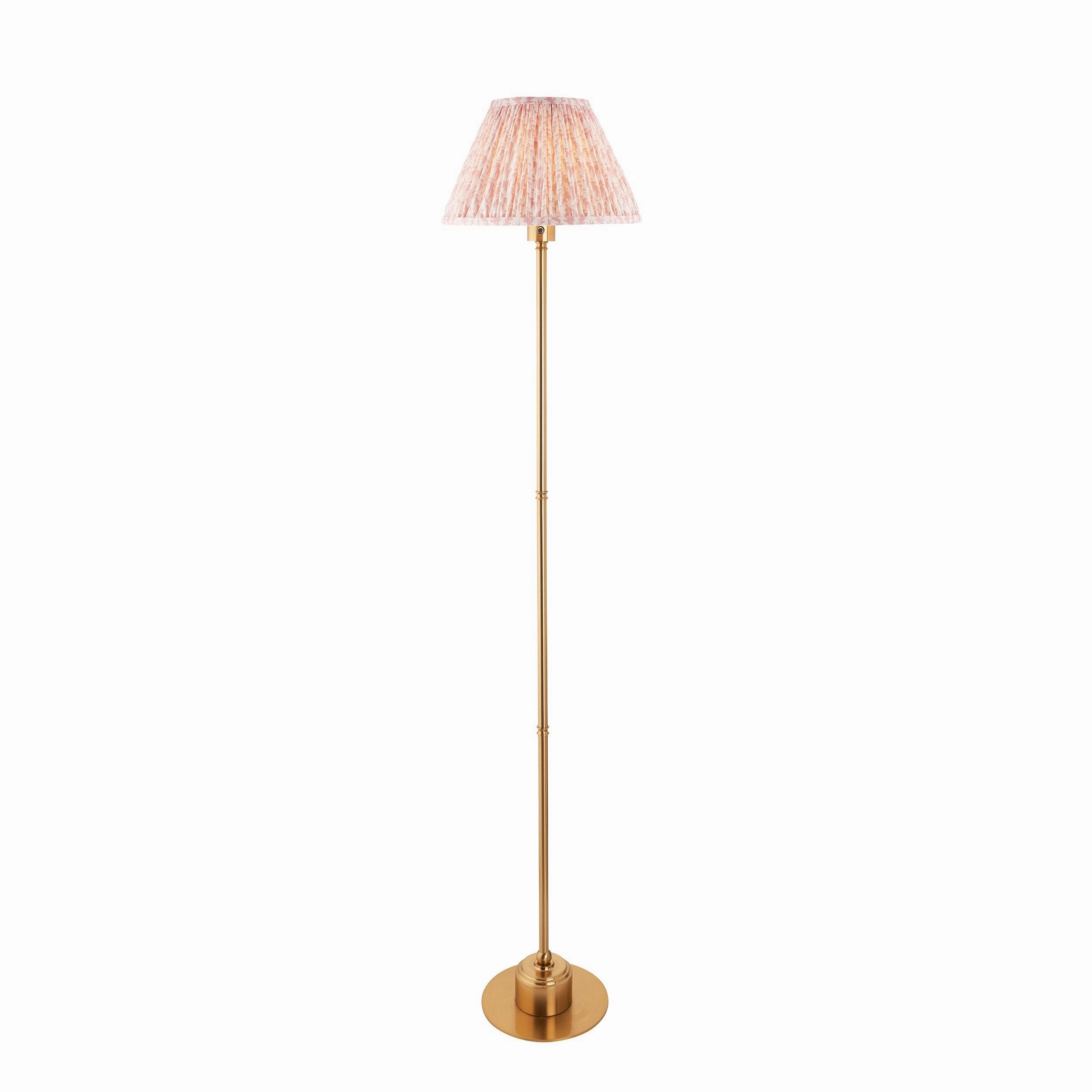 Burley Rechargeable Brass Floor Lamp & Leaf 30cm Peachy Keen Shade