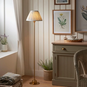 Burley Rechargeable Brass Floor Lamp & Leaf 30cm Shell Bay Blue Shade ceramic table lamp