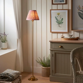 Burley Rechargeable Brass Floor Lamp & Ripple 25cm Coral Pink Shade ceramic table lamp