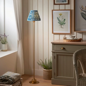 Burley Rechargeable Brass Floor Lamp & Ripple 25cm Marlin Blue Shade ceramic table lamp