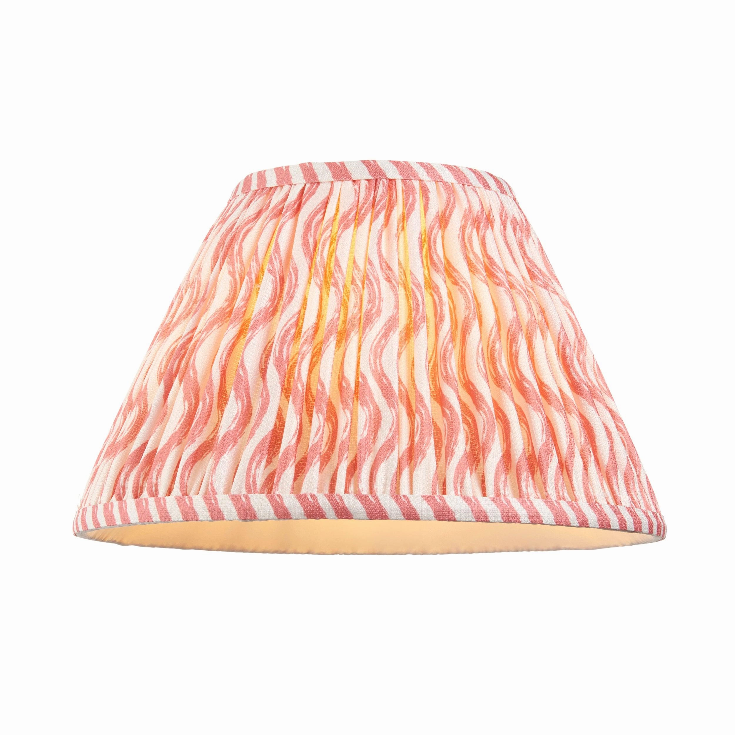 Burley Rechargeable Brass Floor Lamp & Ripple 30cm Coral Pink Shade