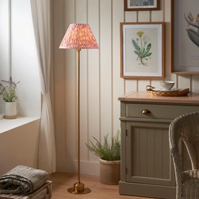 Burley Rechargeable Brass Floor Lamp & Ripple 30cm Coral Pink Shade ceramic table lamp