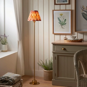 Burley Rechargeable Brass Floor Lamp & Zigzag 25cm Apricot Orange Shade ceramic table lamp