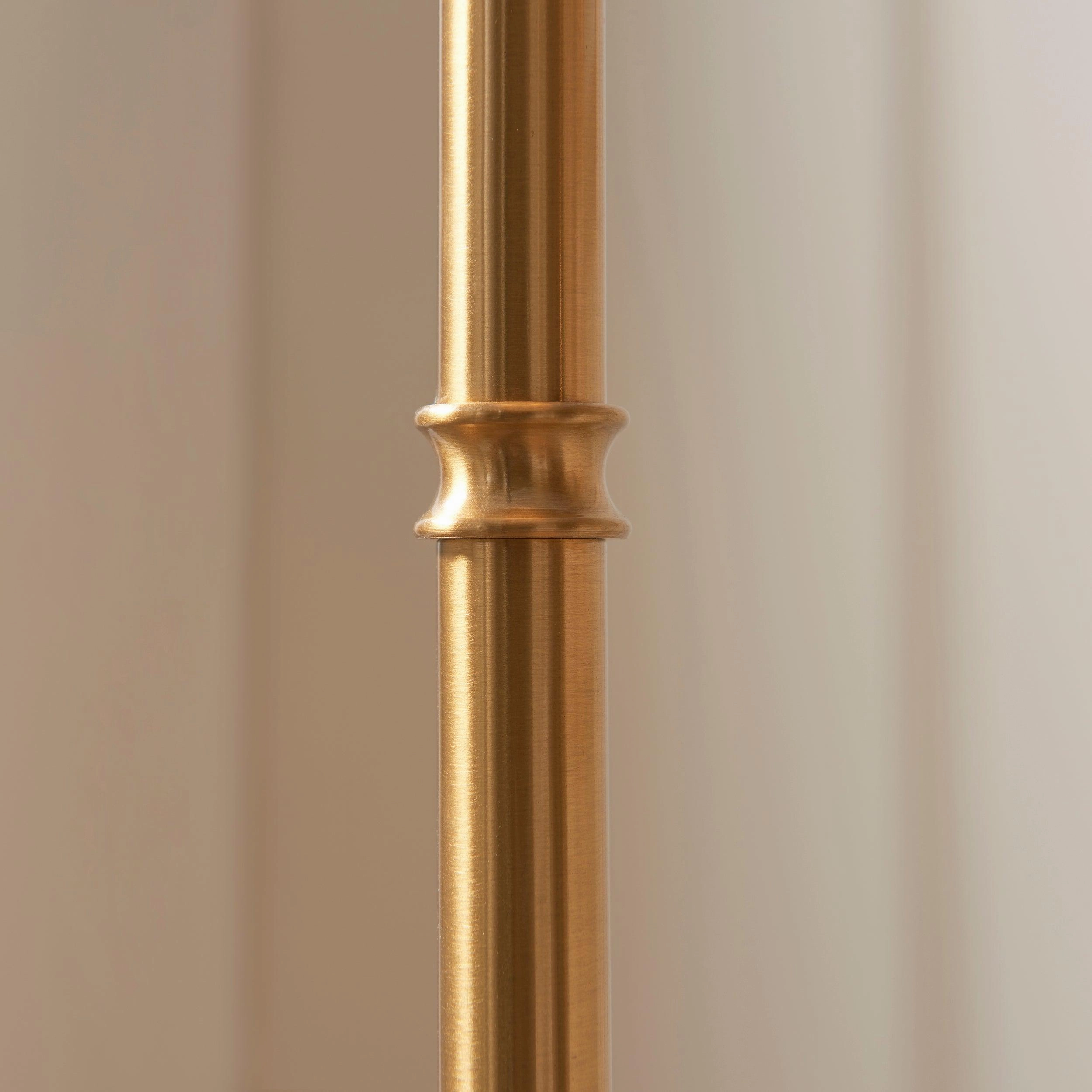 Burley Rechargeable Brass Floor Lamp & Zigzag 25cm Apricot Orange Shade