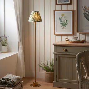 Burley Rechargeable Brass Floor Lamp & Zigzag 25cm Cotswold Green Shade ceramic table lamp
