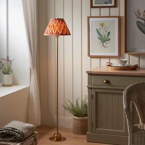 Burley Rechargeable Brass Floor Lamp & Zigzag 30cm Apricot Orange Shade ceramic table lamp