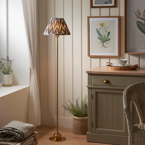 Burley Rechargeable Brass Floor Lamp & Zigzag 30cm Pearl Grey Shade ceramic table lamp