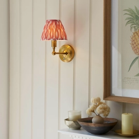 Burley Rechargeable Brass Wall Light & Ikat 16cm Coral Pink Shade ceramic table lamp