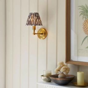 Burley Rechargeable Brass Wall Light & Ikat 16cm Pearl Grey Shade ceramic table lamp