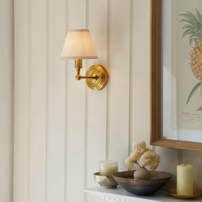 Burley Rechargeable Brass Wall Light & Ivy 16cm Vintage white Shade ceramic table lamp
