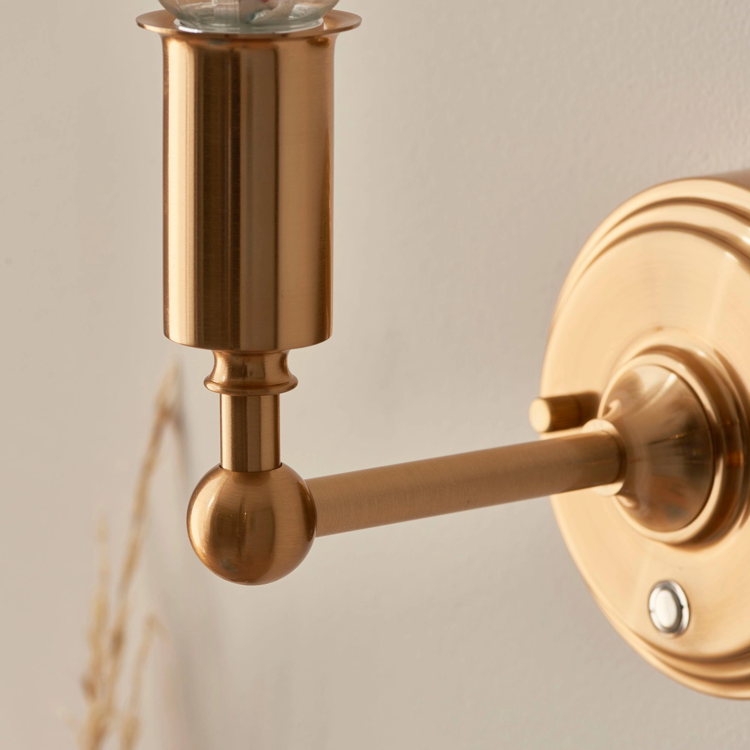 Burley Rechargeable Brass Wall Light & Leaf 16cm Peachy keen Shade