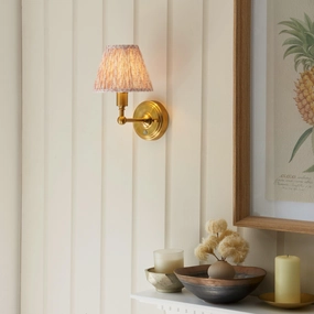 Burley Rechargeable Brass Wall Light & Leaf 16cm Peachy keen Shade ceramic table lamp