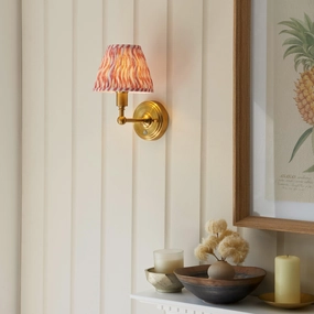 Burley Rechargeable Brass Wall Light & Ripple 16cm Coral Pink Shade ceramic table lamp