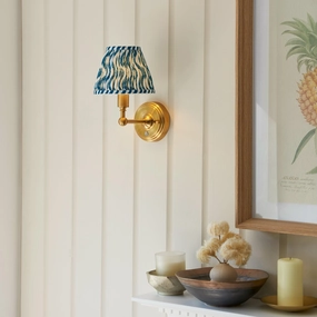 Burley Rechargeable Brass Wall Light & Ripple 16cm Marlin Blue Shade ceramic table lamp