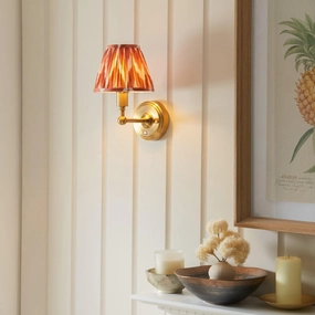 Burley Rechargeable Brass Wall Light & Zigzag 16cm Apricot Orange Shade ceramic table lamp