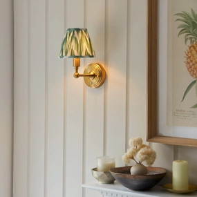 Burley Rechargeable Brass Wall Light & Zigzag 16cm Cotswold Green Shade ceramic table lamp